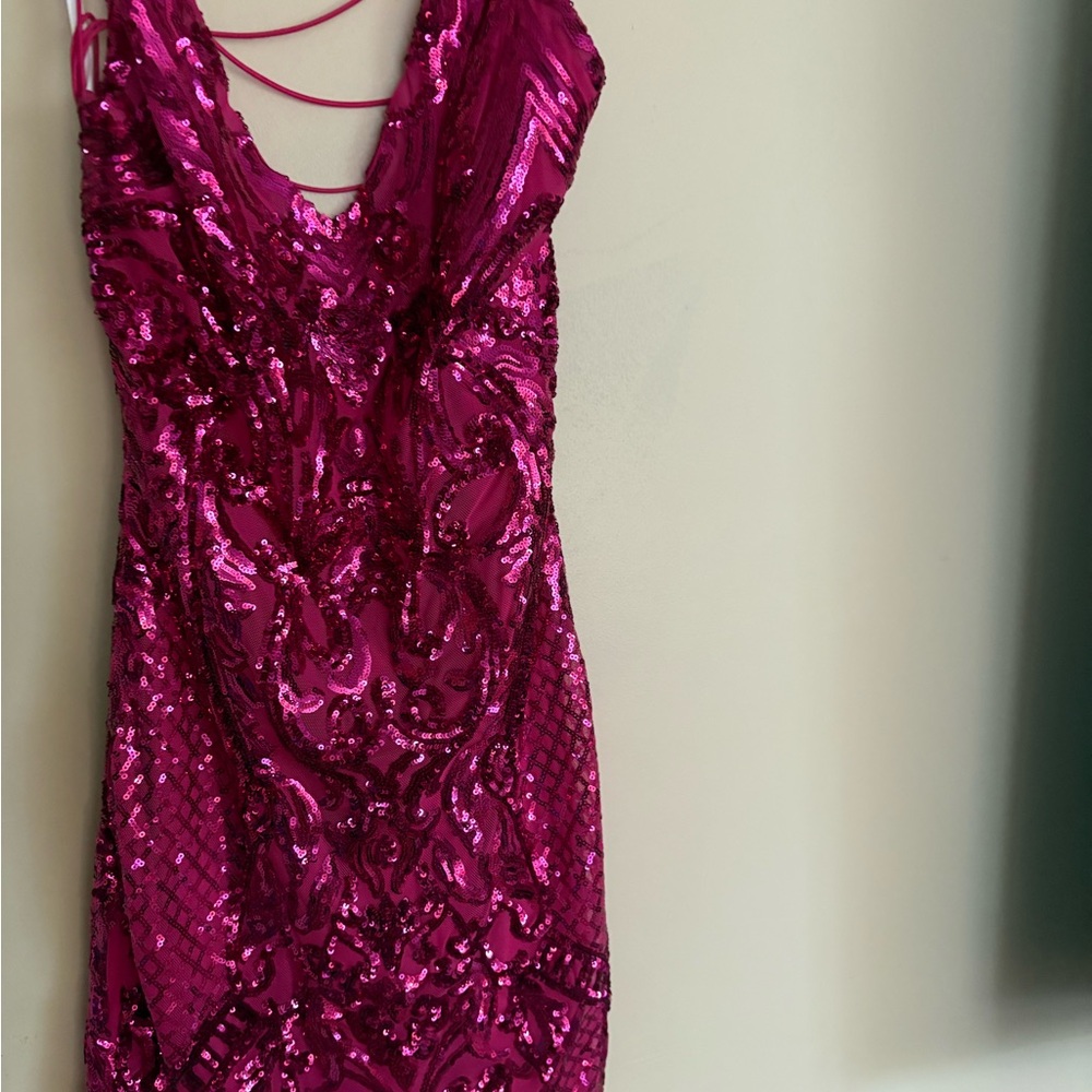 Windsor Magenta Sequin Backless Dress